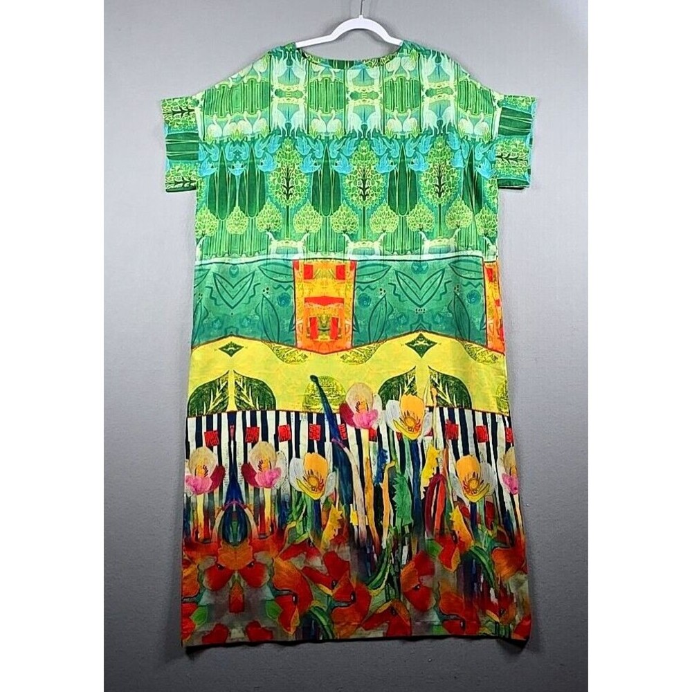 Floral Abstract Dress Women XL Botanical Abstract Caftan Maxi Moomoo Unbranded